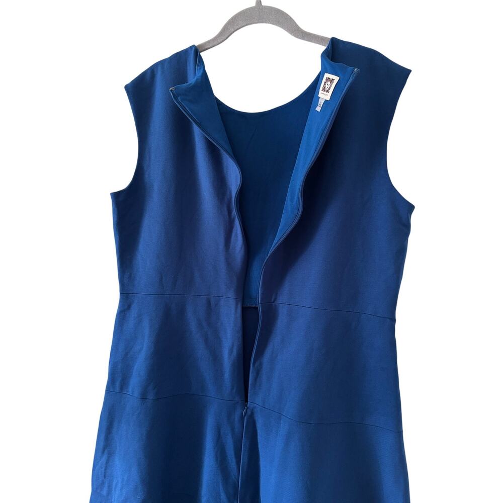 Anne Klein Blue Fit & Flare Sheath Dress Size 14 Sleeveless Career Office Midi - Picture 10 of 11
